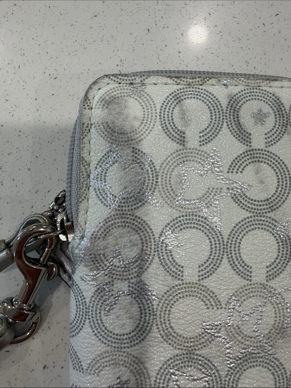 COACH White & Silver Signature Wristlet - Picture 6 of 6